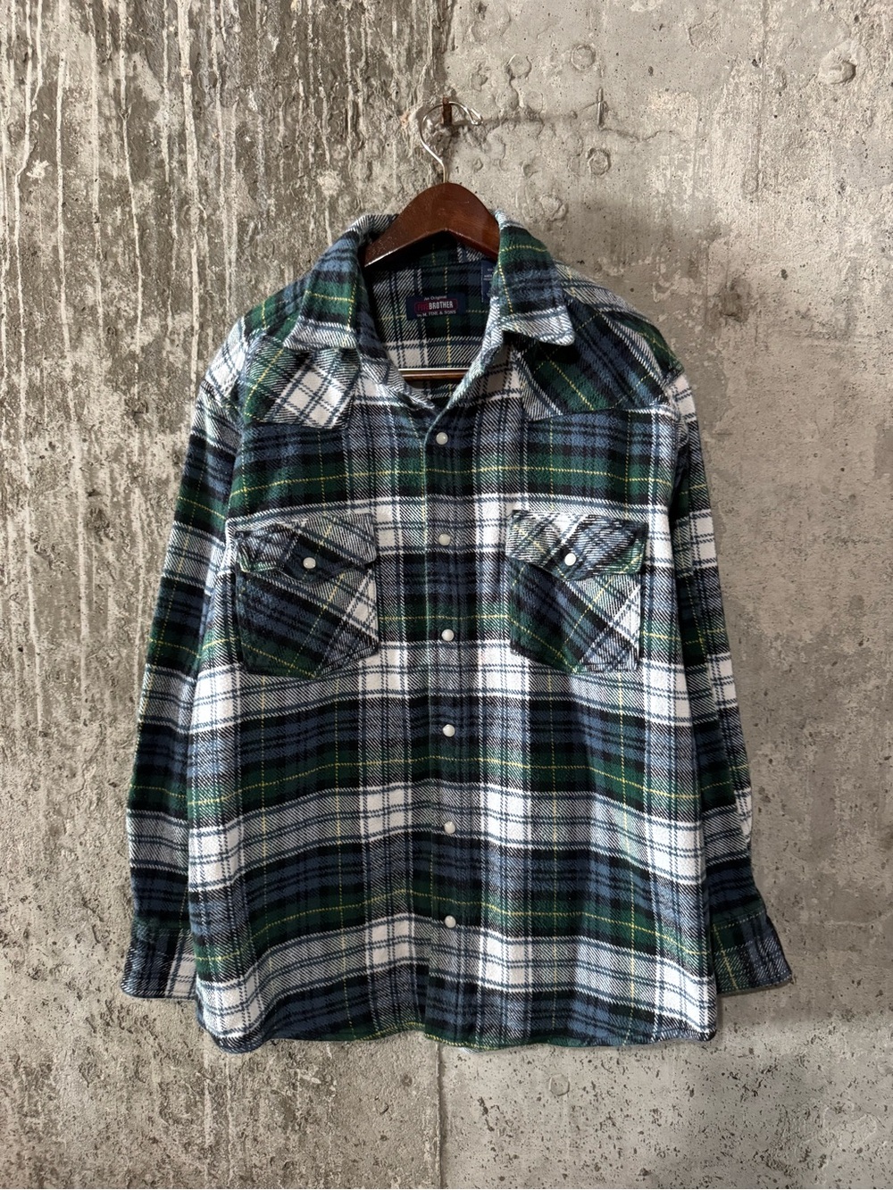 Plaid Button-Down Shirt - Green, Blue, White